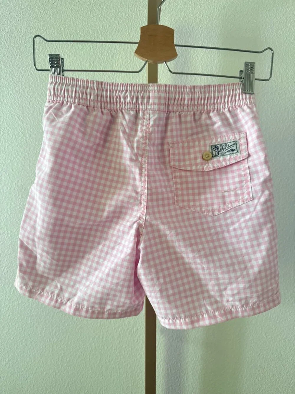 Polo Ralph Lauren Pink Gingham Swim Trunks Boys Size 8